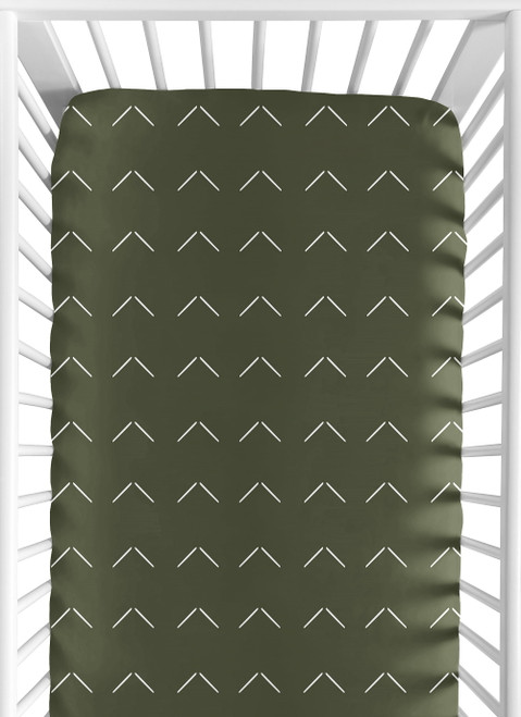 Woodland Arrow Green And White Fitted Crib Sheet By Sweet Jojo Designs