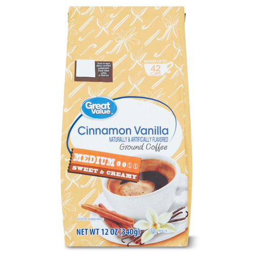 Great Value Cinnamon Vanilla Ground Coffee, 12 Oz
