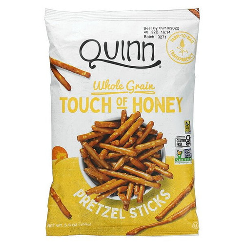 Quinn Popcorn, Pretzel Sticks, Whole Grain, Touch Of Honey, 5.6 Oz Pack Of 4