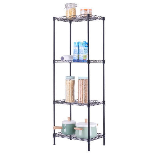 Wire Shelving, Segmart Storage Racks And Shelving Units & Storage, 4 Tier Utility Cart Storage Shelves, Heavy-duty Garage Shelves For Storage, Metal Shelves For Storage Kitchen Bathroom, Black, H1260