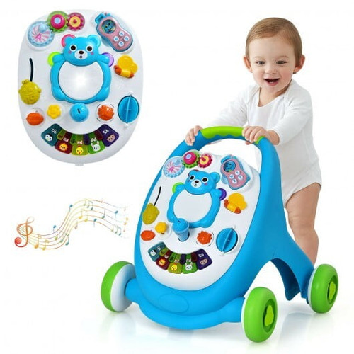 Sit-to-stand Toddler Learning Walker With Lights And Sounds-blue - Color: Blue