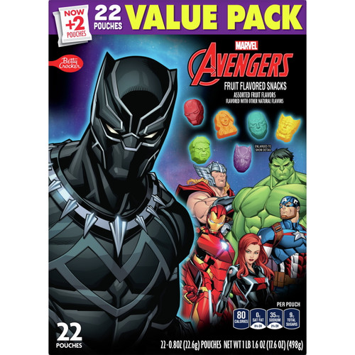 Avengers Fruit Flavored Snacks, Gummy Treat Pouches, Value Pack, 22 Ct