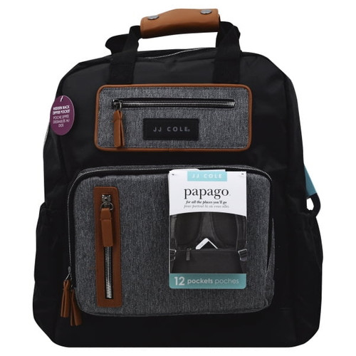 Jj Cole Insulated Zipper Pockets Tote Diaper Bag, Black