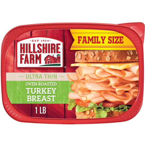 Hillshire Farm Sliced Oven Roasted Turkey Breast Deli Lunch Meat Family Size, 1 Lb