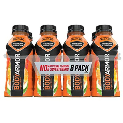 Bodyarmor Sports Drink Sports Beverage, Orange Mango, Natural Flavors With Vitamins, Potassium-packed Electrolytes, No Preservatives, Perfect For Athletes, 12 Fl Oz (pack Of 8)