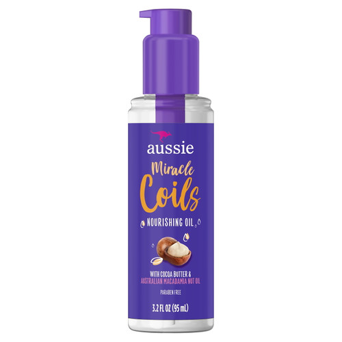 Aussie Miracle Coils Nourishing Oil, Leave-in Hair Oil 3.2 Fl Oz