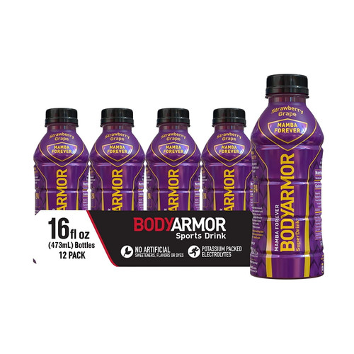 Bodyarmor Sports Drink Sports Beverage, Mamba Forever, Natural Flavors With Vitamins, Potassium-packed Electrolytes, No Preservatives, Perfect For Athletes, 16 Fl Oz (pack Of 12)