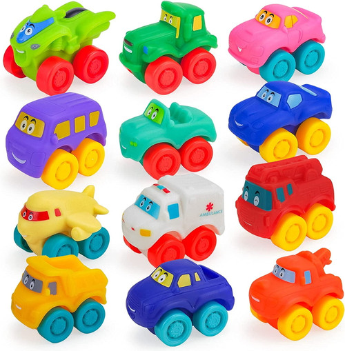 Style-carry 12pcs Baby Toy Cars -soft Rubber Bath Toys For Toddlers 1 2 3 Year Old Boys And Girls Birthday,christmas Gifts
