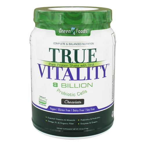 Green Foods True Vitality Plant Protein Shake With Dha, Chocolate - 25.2 Oz, 3 Pack
