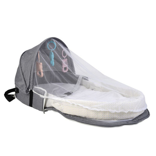 Portable Bassinet For Kids Foldable Kids Bed Travel Sun Protection Mosquito Net Breathable Infant Sleeping Basket With Toys