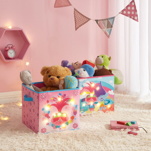Trolls 2 2 Pack Light Up Pink Polyester Storage Cubes For Kids