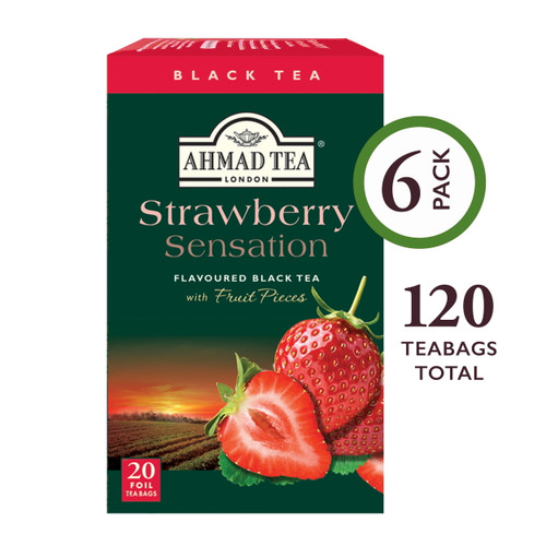 Ahmad Tea Strawberry Sensation Black Tea Bags, 120 Ct (6 Boxes Of 20)