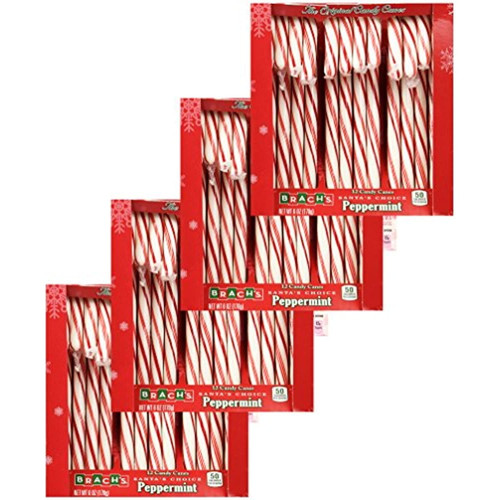 Brachs Original Hard Peppermint Candy Canes 6 Oz 12 Ct For Christmas - Pack Of 4 (peppermint)