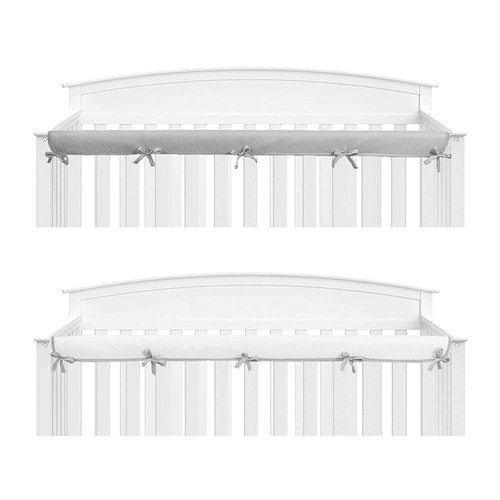 American Baby Company, Ultra Soft Microfiber Reversible Crib Rail Cover, Narrow Front Rail, Grey And White