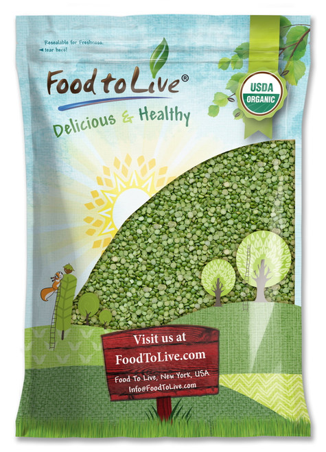 Organic Green Split Peas, 10 Pounds — Non-gmo, Kosher, Raw, Vegan — By Food To Live