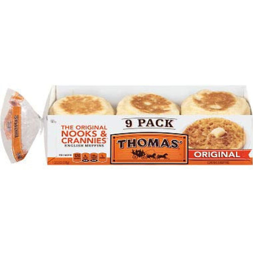 Thomas' Original English Muffins 18 Oz. Each, 9 Pk. A1