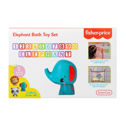 Fisher-price Elephant Foam Letters & Numbers Bath Toys For Toddlers, Baby Bath Toys, Baby Gifts, Bathtub Toys With Bath Toy Organizer, Baby Toys 6-12 Months