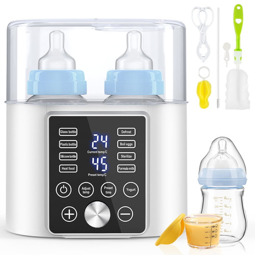 Baby Bottle Warmer, 12-in-1 Fast Milk Warmer With Appointment &timer, 24h Accurate Temperature Control And Auto Shut Off, Baby Food Heater W/ Lcd Display & Bpa-free, Dual Bottle Design For All Bottles