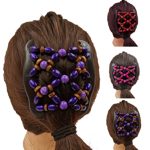 Meidiya Magic Hair Combs Stretchy Double Comb Hair Clip Beaded Double Stretching Combs Double Slides Hair Combs Elastic Hair Clips For Women Ladies Girls Diy Accessories