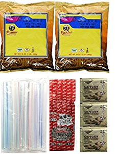 Ninechef Bundle - Wufuyuan Boba Tapioca Pearls For Bubble Tea Pantai Thai Tea Powder, And 35 Boba Jumbo Straws Bubble Gift Set