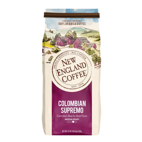 New England Coffee Colombian Supremo Ground Coffee, 22 Oz