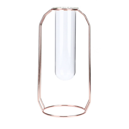 Hydroponic Plant Vases, Glass+metal Gold Glass Vase, Wedding Office For Home Rose Gold