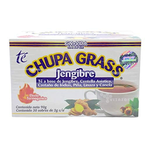 New Improved Formula Tea Chupa Grass - Tea Based Ginger, Gotu Kola & Cinammon & Te Chupa Panza Jengibre (30 Tea Bags/0.10 Oz Each)