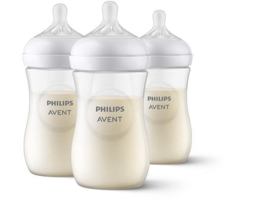 Philips Avent Natural Baby Bottle With Natural Response Nipple, Clear, 9oz, 3pk, Scy903/93