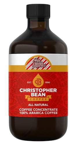 White Chocolate Peppermint Cold Brew, Iced Coffee, Hot Coffee Christopher Bean Liquid Java (16 Ounce Bottle) Makes 48-62 Cups
