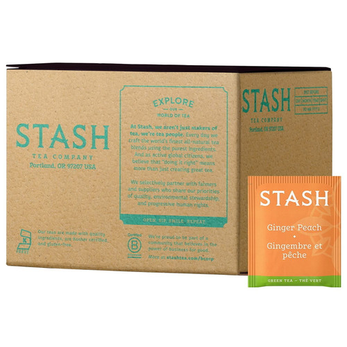 Stash Tea Ginger Peach Green Tea & Matcha Blend Tea Bags In Foil Individual Green Tea Bags For Use In Teapots Mugs Or Cups, Brew Hot Tea Or Iced Tea- 100 Count (packaging May Vary)