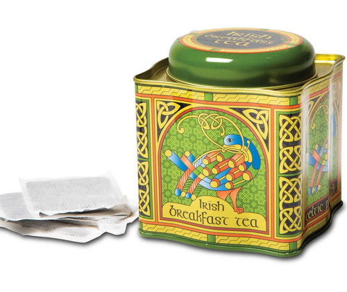 Irish Breakfast Black Tea Peacock Celtic Design Tin 50 Tea Bags By Royal Tara