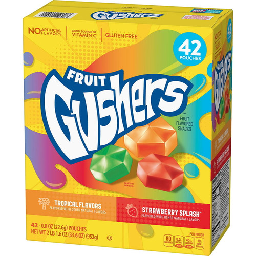 Gushers Strawberry Splash And Tropical Flavors Fruit Snacks, 42 Ct.