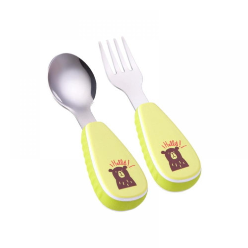 Silicone And Stainless Steel Baby Fork And Spoon Set, Toddler Silverware, Self Feeding By Amazing Fashion