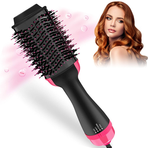 One Step Hair Dryer,volumizer Hot Air Hair Dryer Brush,salon Negative Electric Blow Dryer Rotating Curler And Ion Hair Straightener Brush For Fast Drying,straightening,curling