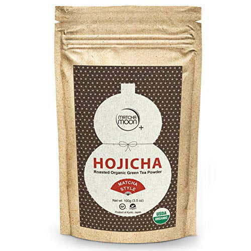 Matcha Moon Hojicha Powder - Organic Roasted Green Tea - Matcha Style - Grown In Uji, Kyoto Japan - All-natural, Unsweetened, Low Caffeine - Rich, Roasty Flavor (100g Bag)