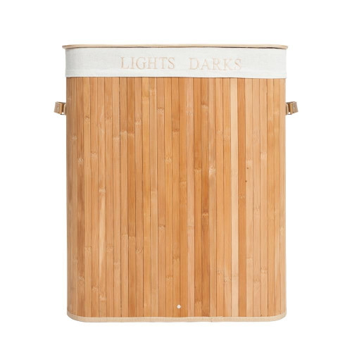 Godecor 2 Lattice Bamboo Laundry Hamper Basket Washing Clothes Storage Beige