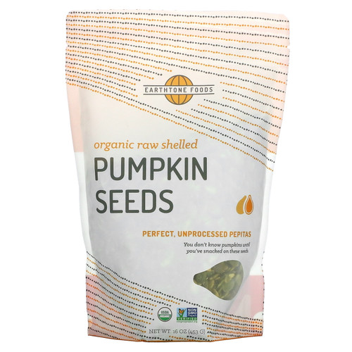 Organic Raw Shelled Pumpkin Seeds, 16 Oz (453 G), Earthtone Foods