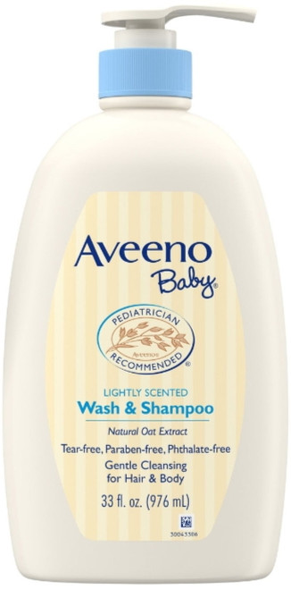Aveeno Baby Gentle Wash & Shampoo With Natural Oat Extract, Tear-free &, Lightly Scented, 33 Oz (pack Of 2)