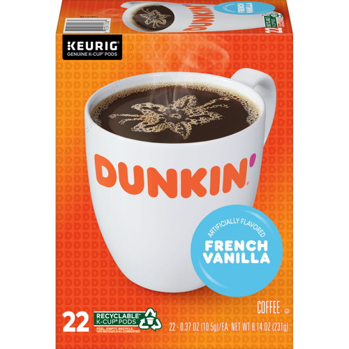 Dunkin’ French Vanilla Artificially Flavored Coffee, 22 K-cup Pods