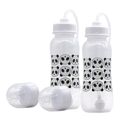 Hands Free Baby Bottle - Anti-colic Self Feeding Baby Bottle System (9 Oz - 2 Pack, Panda)