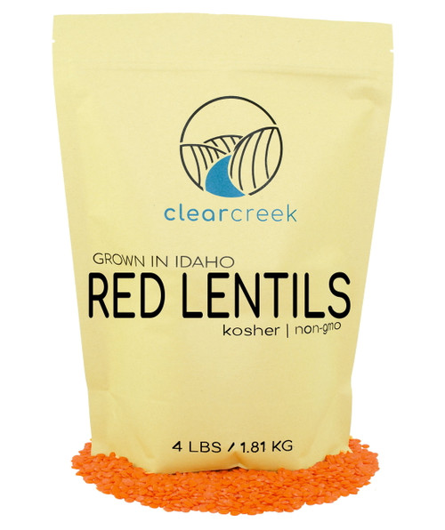 Red Lentils Idaho Grown | Dried | 4 Lb Kraft Bag | Non-gmo | Clear Creek