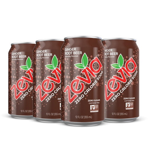 Zevia Zero Calorie, Gluten-free Ginger Root Beer Soda Pop, 12 Fl Oz, 6 Pack Cans