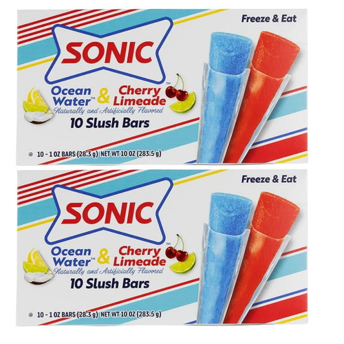 (total Of 20 Pops) 2 Boxes Sonic Freezer Pops Ocean Water & Cherry Limeade Ice Pops Healthy And Delicious Summer Treats For Kids & Adults Made With Real Fruit Juice & Custom Storage Carrier