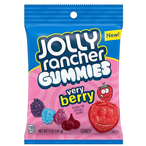 Jolly Rancher Very Berry Assorted Fruit Flavored Gummies Candy, Bulk Movie Theater Snack, 5 Oz Bags (12 Count)