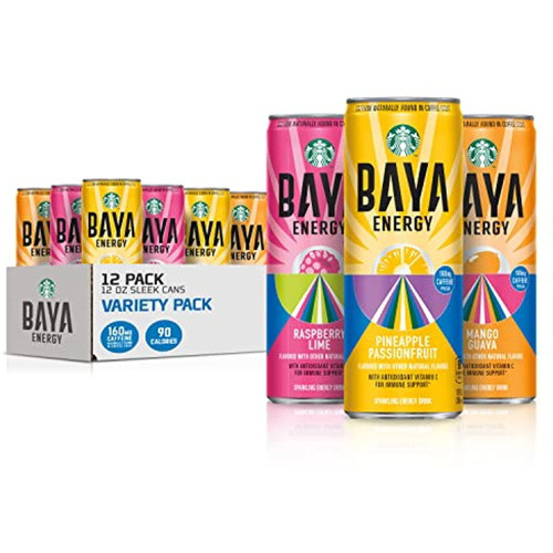 Starbucks - Rtd Coffee Baya Energy 3 Flavor Variety Pack 12oz 12pk Sleek Cans