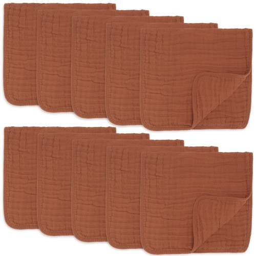 Muslin Burp Cloths 10 Pack Large 100% Cotton Hand Washcloths 6 Layers Extra Absorbent And Soft By Comfy Cubs (garnet, Pack Of 10)