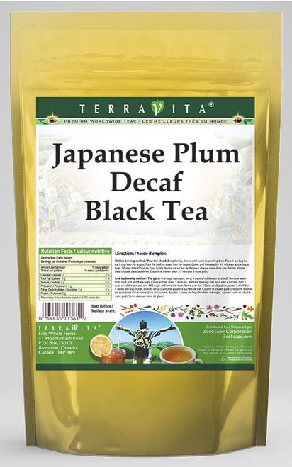 Terravita Japanese Plum Decaf Black Tea, (japanese Plum Decaf, Black Tea Bags, 25 Tea Bags, 1-pack, Zin: 534295)