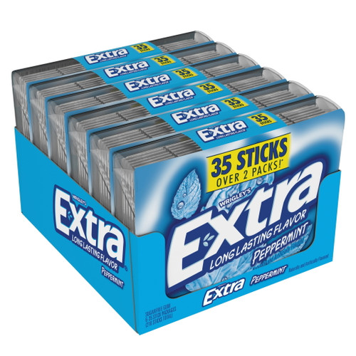 Extra Peppermint Sugar Free Bulk Chewing Gum, Mega Packs, 35 Pc, 6 Ct