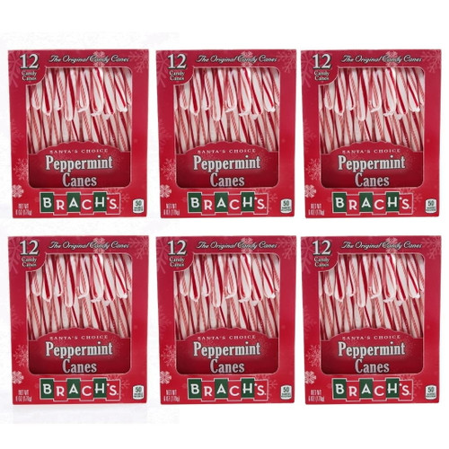 Bcl Brachs Peppermint Candy Canes Pack Of 6, 6oz./box (72 Canes Total) Santa's Choice Peppermint Candy Bundled With A Box Of Swiss Miss Marshmallow Hot Cocoa Mix & Custom Storage Carrier