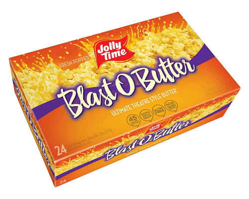 Jolly Time Blast O Butter | Ultimate Movie Theater Style Microwave Popcorn With Extra Buttery Flavor, Palm Oil, Salt And Non Gmo Kernels ,3.2 Oz,pack Of 24